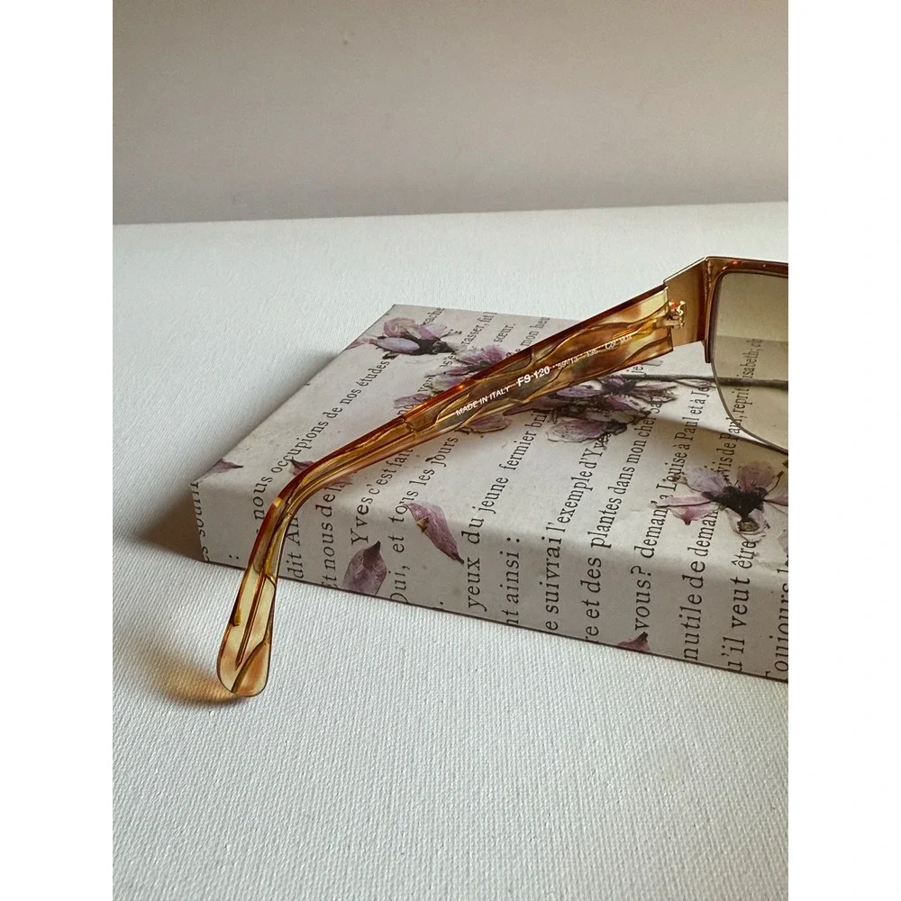 Fendi Vintage FS 120 Sunglasses Tortoise Gold Rimless Made in Italy with Case